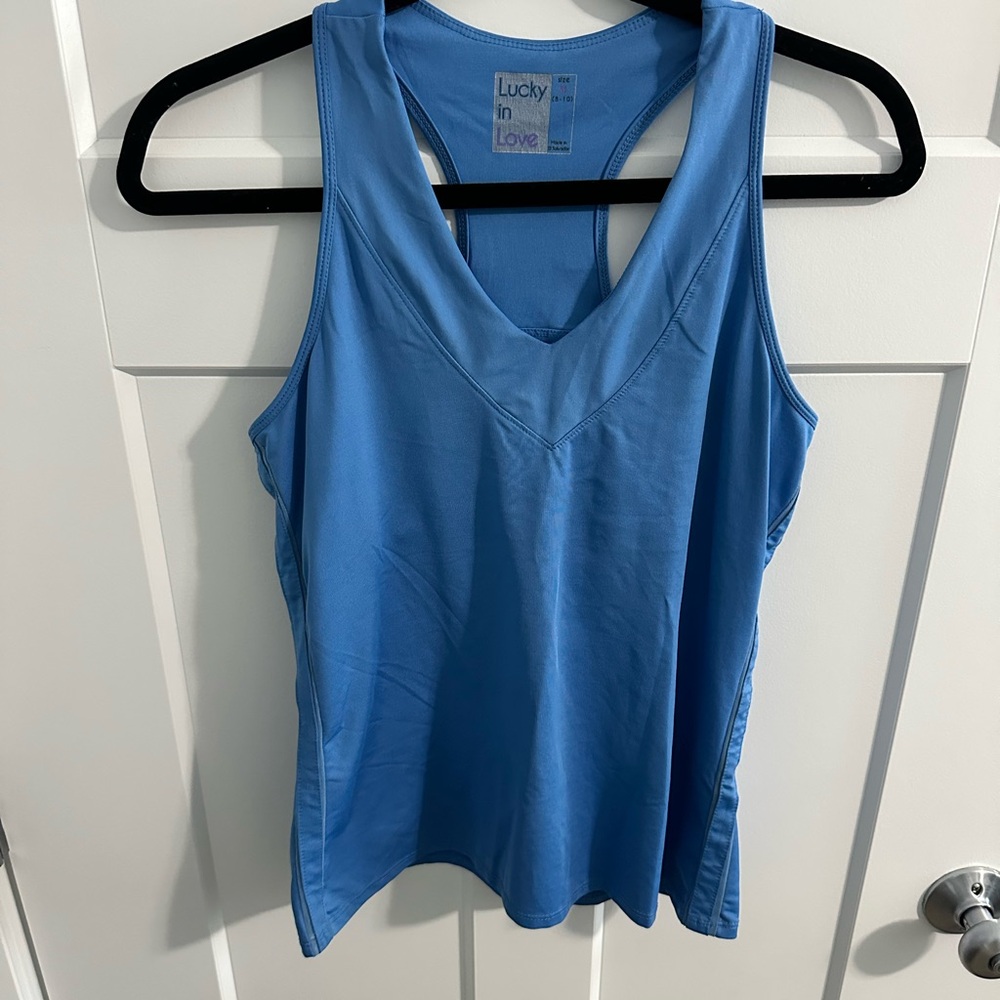 Lucky in Love Women's Sky Blue Tank Top